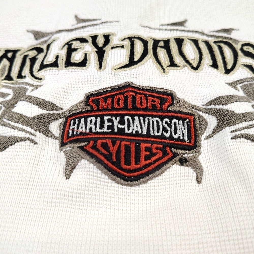 READ Harley Davidson Womens Small Shirt Embroidered Double Sided Waffle Knit - Picture 4 of 16